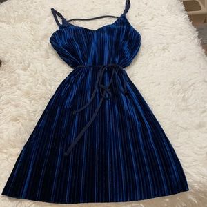 Blue velvet pleated dress size Small